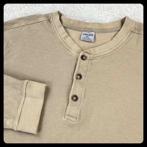 Carhartt Thermal Waffle Knit Henley Men's XL Tan Long Sleeve K200 DKT Work Wear
